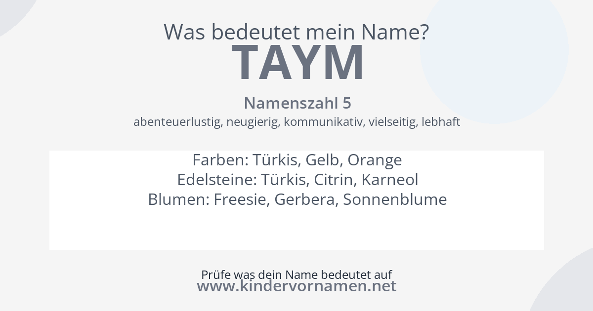Was bedeutet der Name Taym?