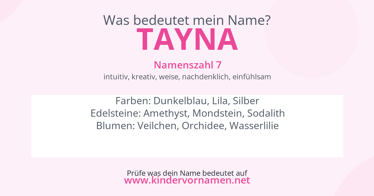 Was bedeutet der Name Tayna?