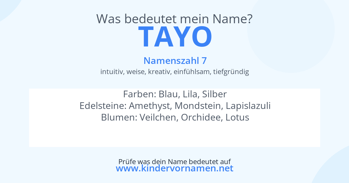 Was bedeutet der Name Tayo?