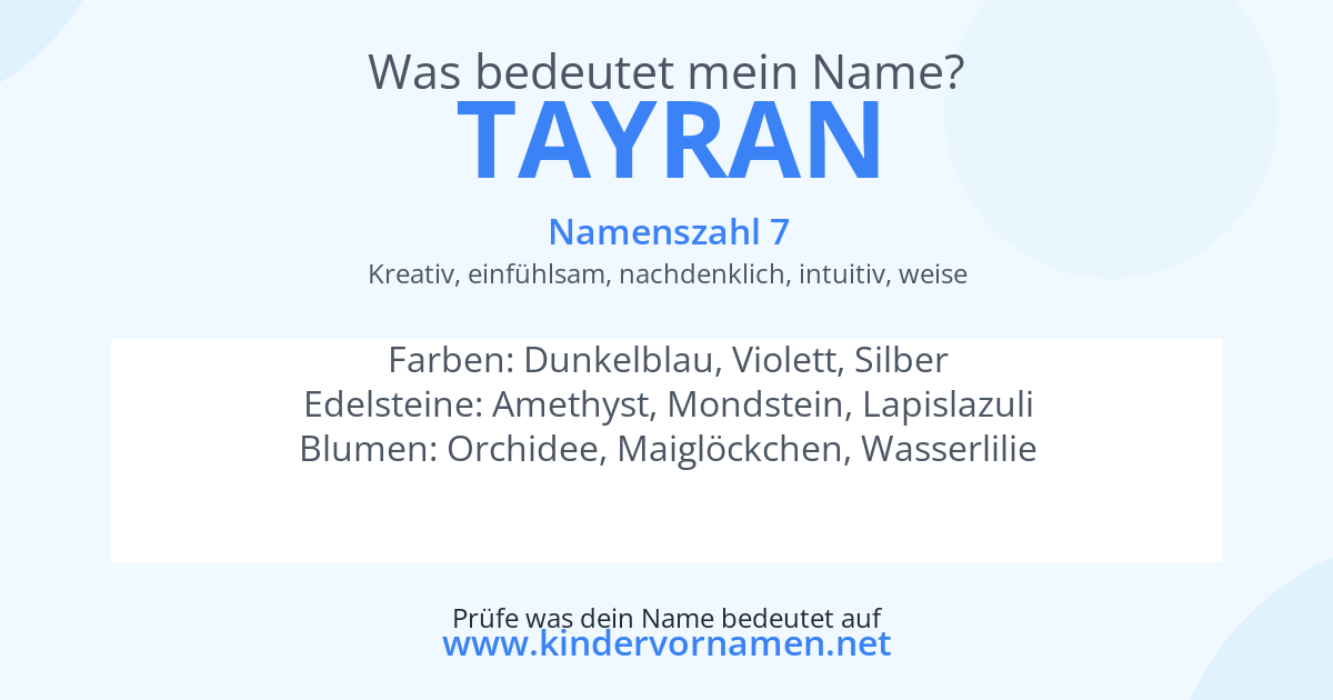 Was bedeutet der Name Tayran?