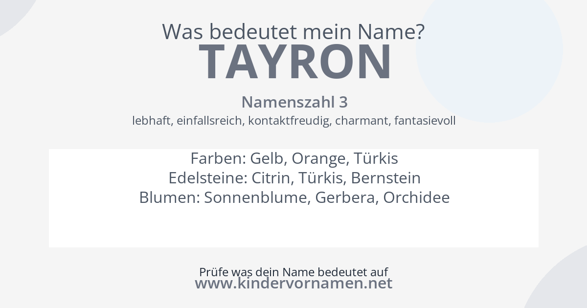 Was bedeutet der Name Tayron?