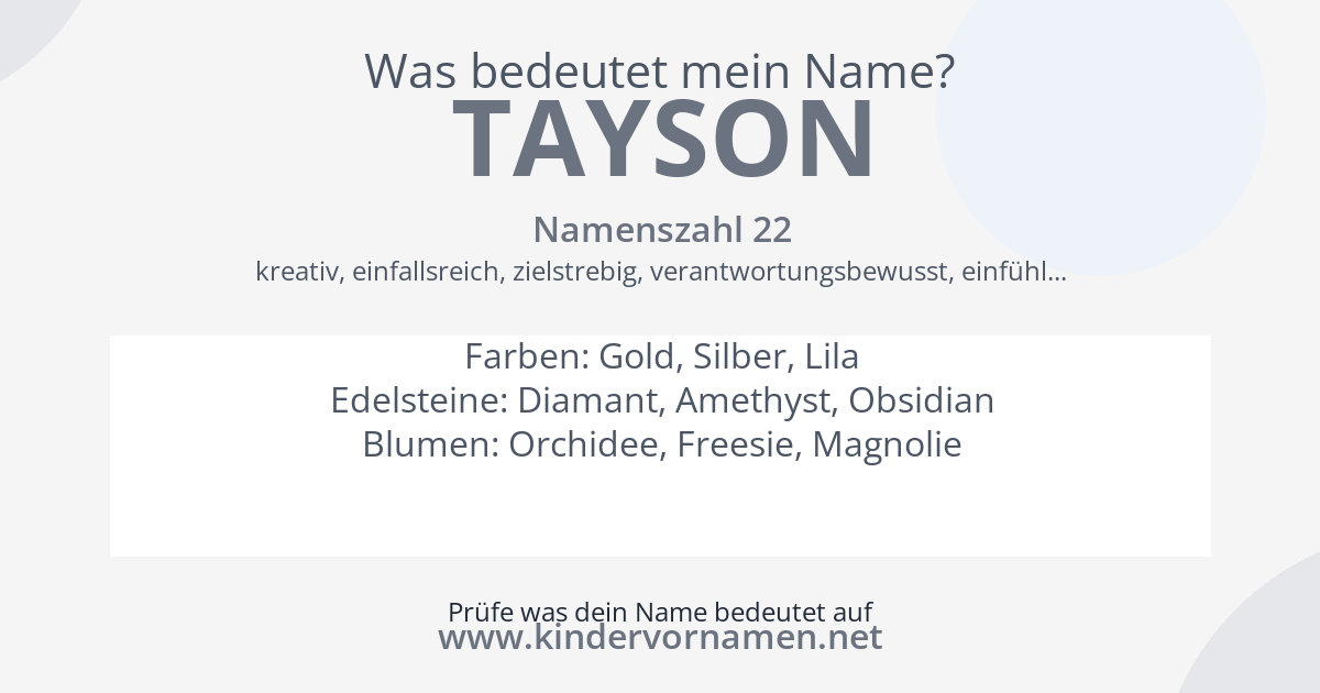 Was bedeutet der Name Tayson?