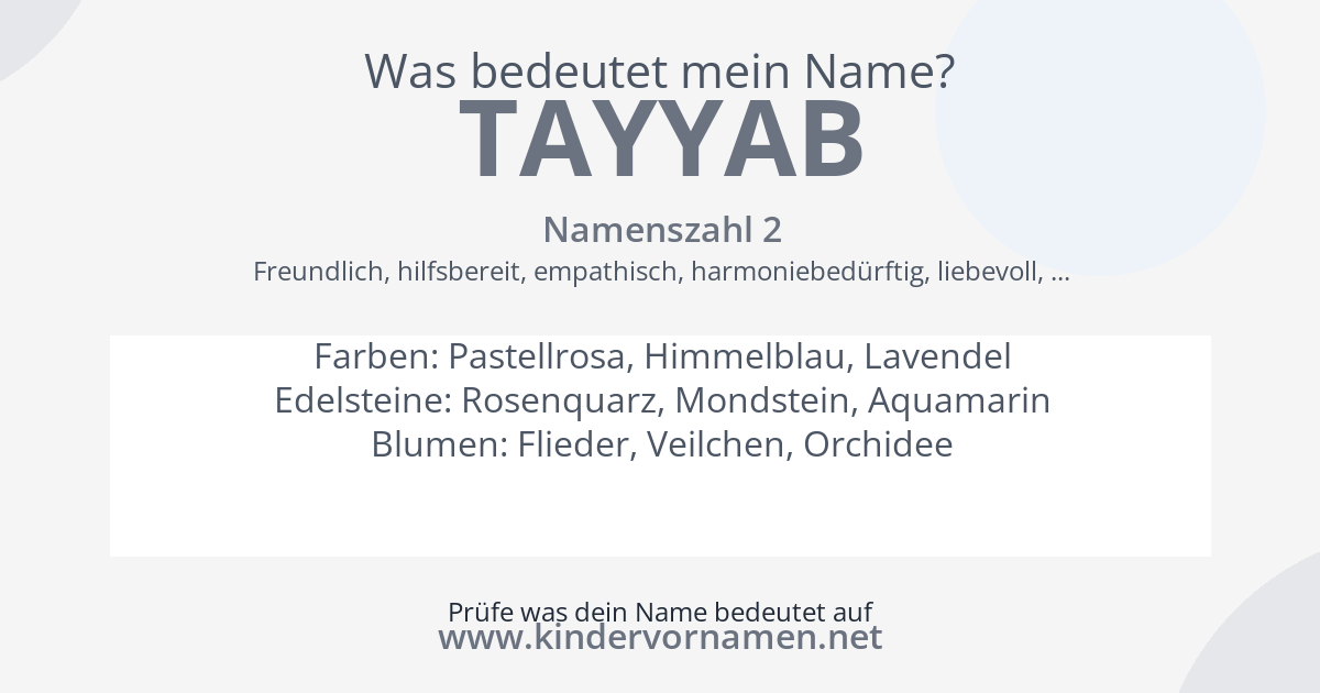 Was bedeutet der Name Tayyab?