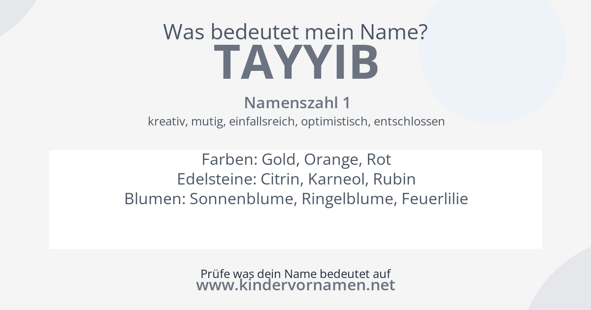 Was bedeutet der Name Tayyib?