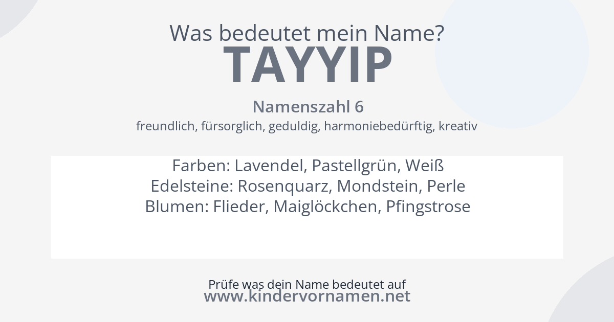 Was bedeutet der Name Tayyip?