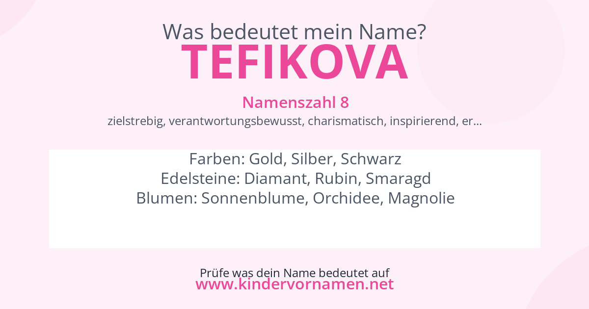 Was bedeutet der Name Tefikova?