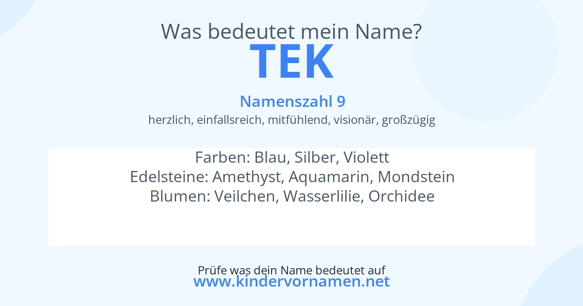Was bedeutet der Name Tek?