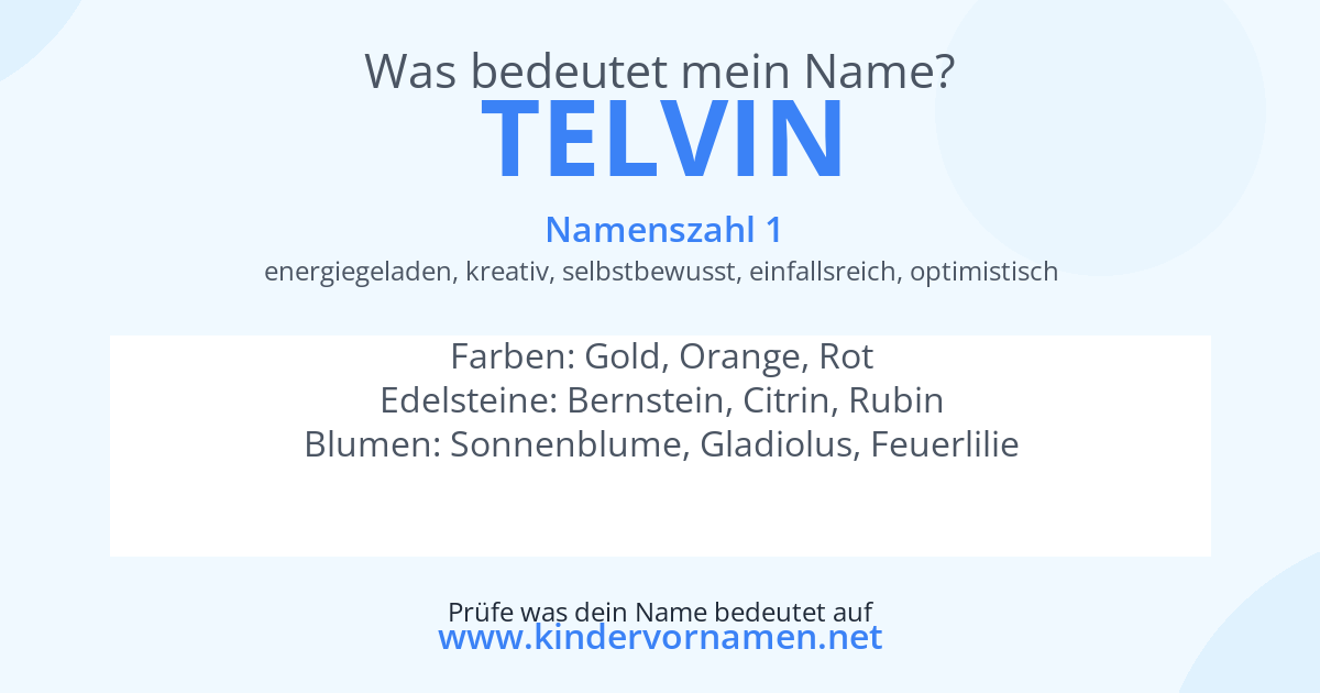 Was bedeutet der Name Telvin?