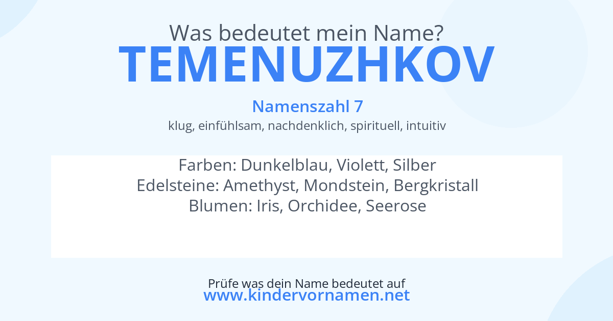 Was bedeutet der Name Temenuzhkov?