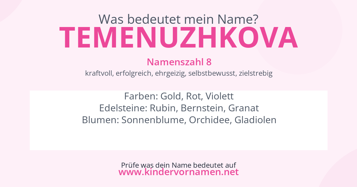 Was bedeutet der Name Temenuzhkova?