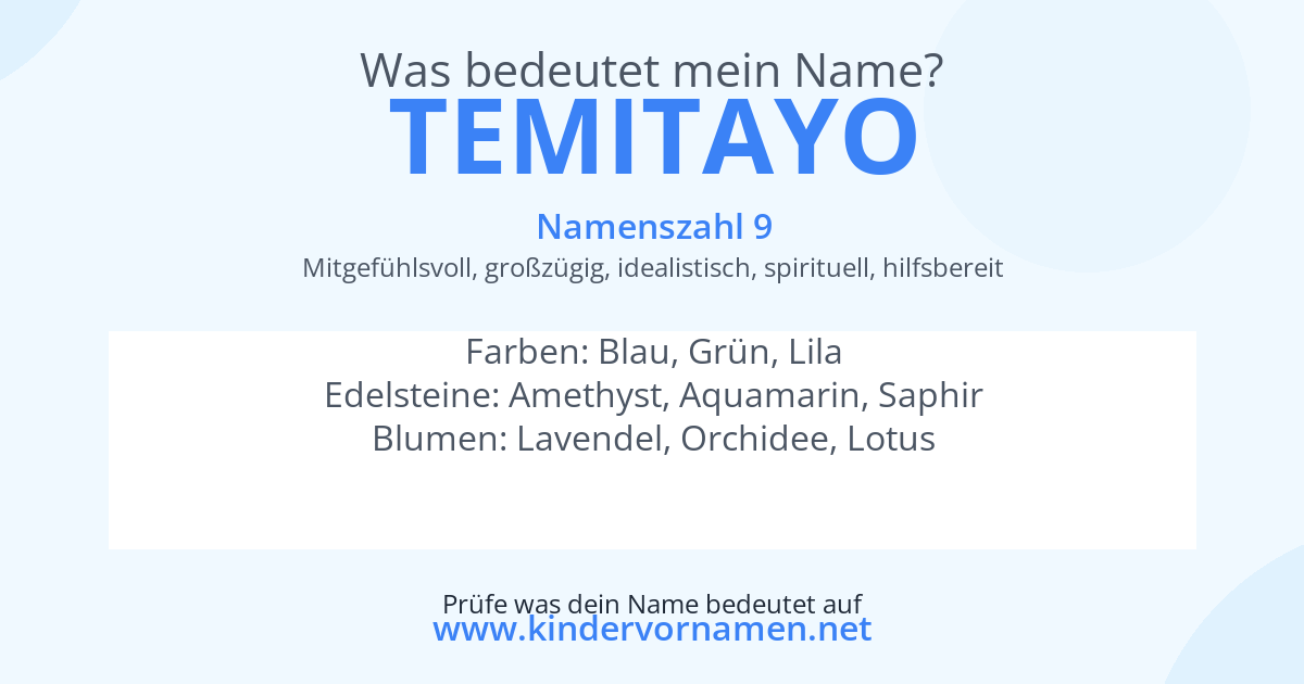 Was bedeutet der Name Temitayo?