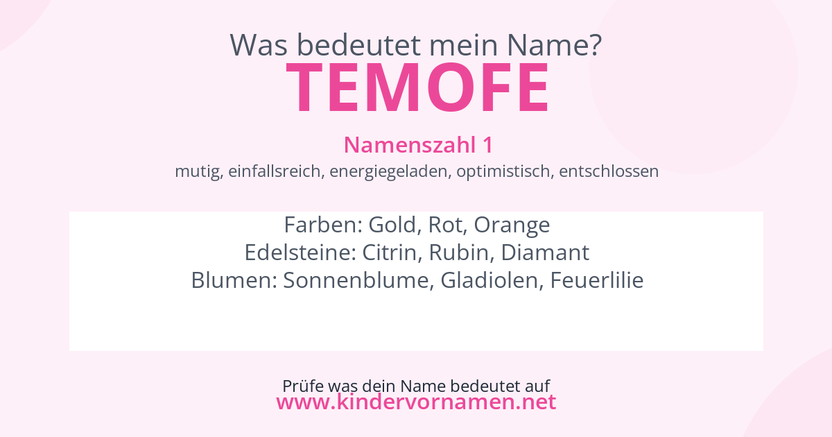 Was bedeutet der Name Temofe?
