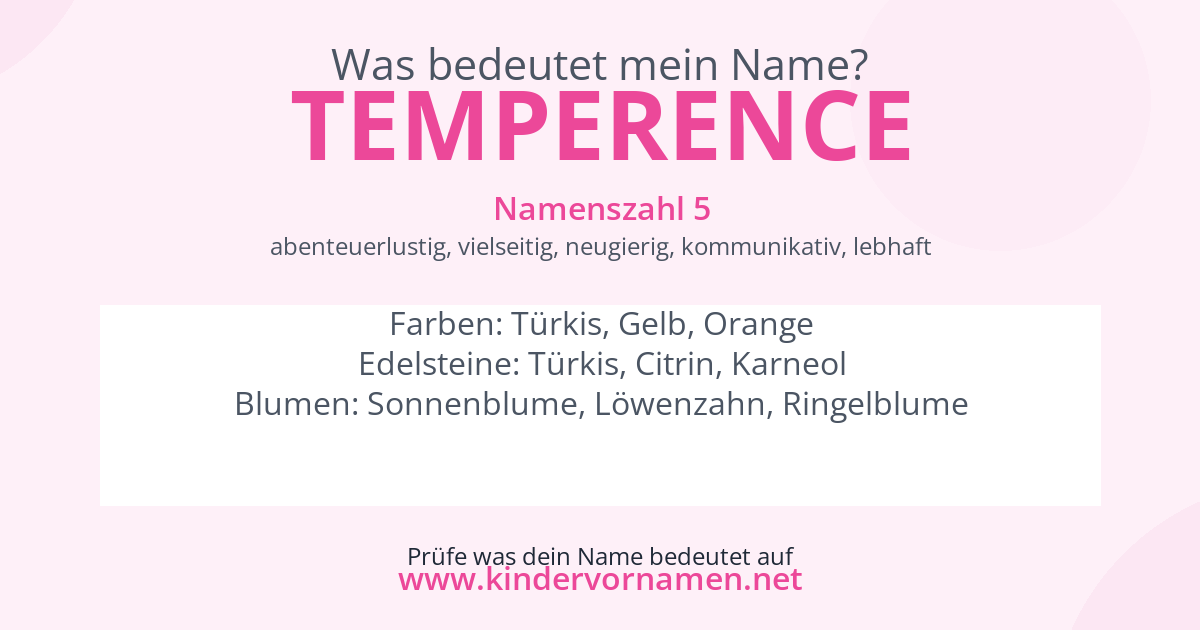 Was bedeutet der Name Temperence?