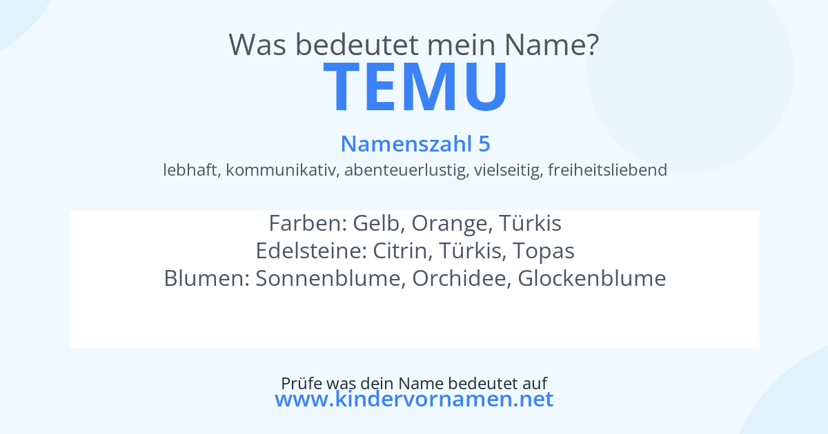 Was bedeutet der Name Temu?