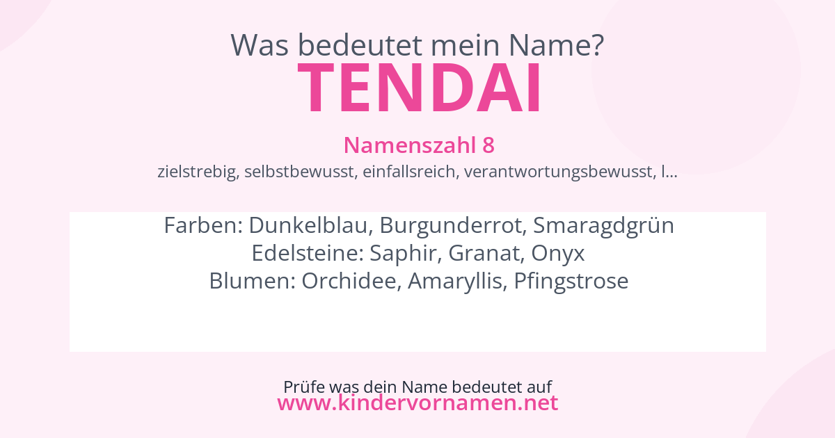 Was bedeutet der Name Tendai?