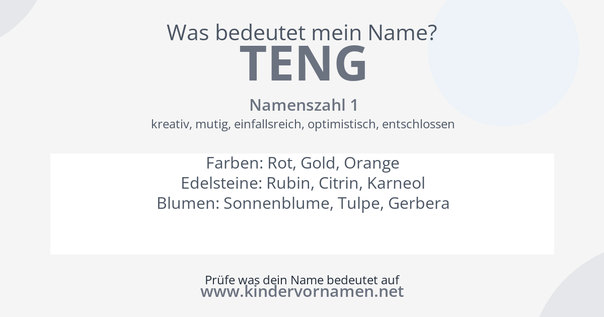 Was bedeutet der Name Teng?