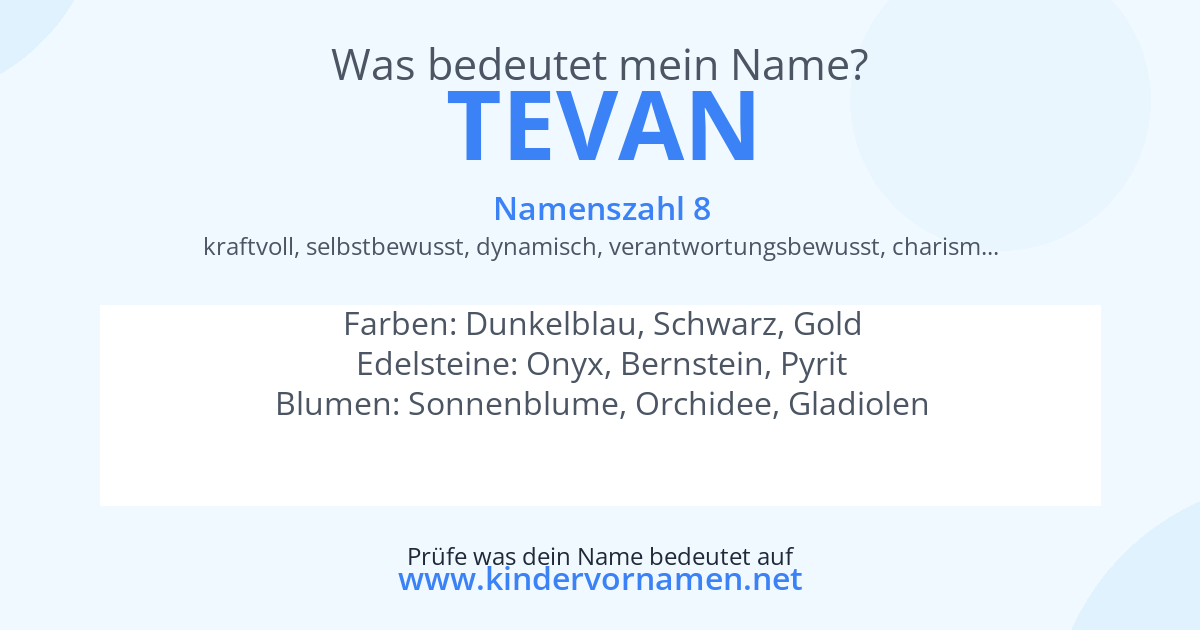 Was bedeutet der Name Tevan?