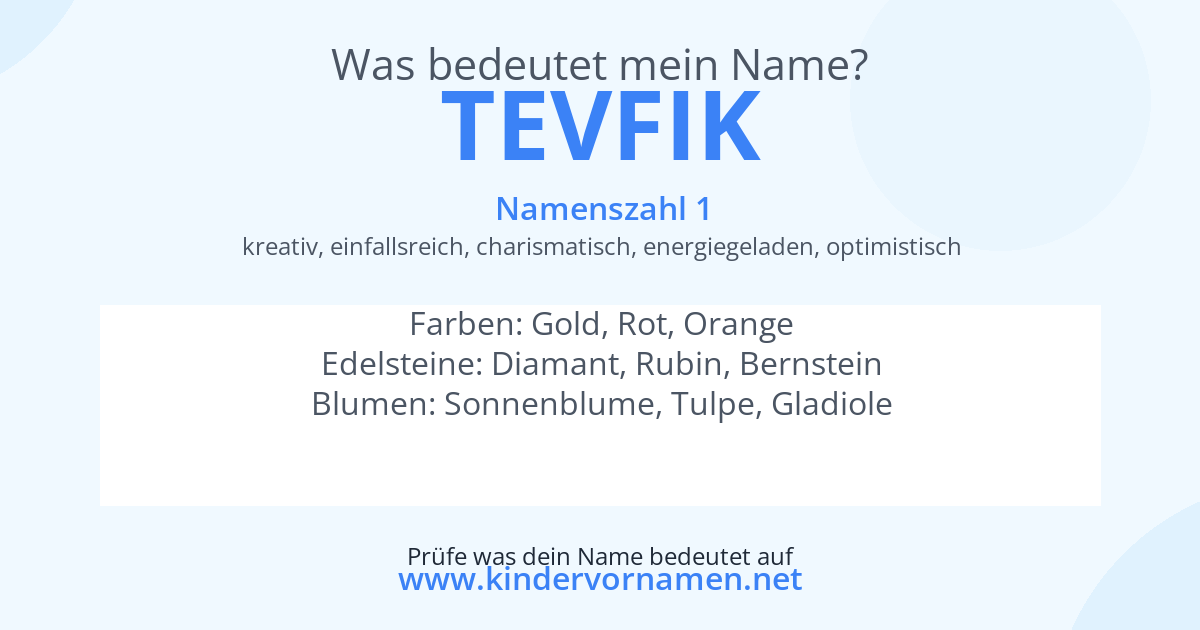Was bedeutet der Name Tevfik?