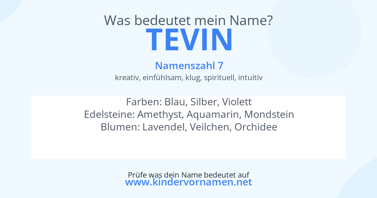 Was bedeutet der Name Tevin?