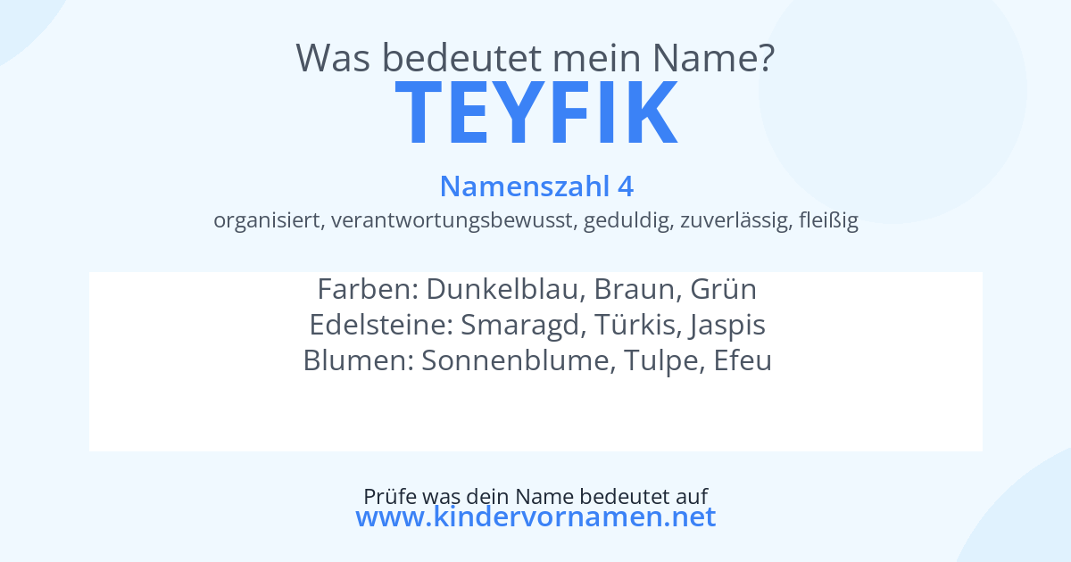 Was bedeutet der Name Teyfik?