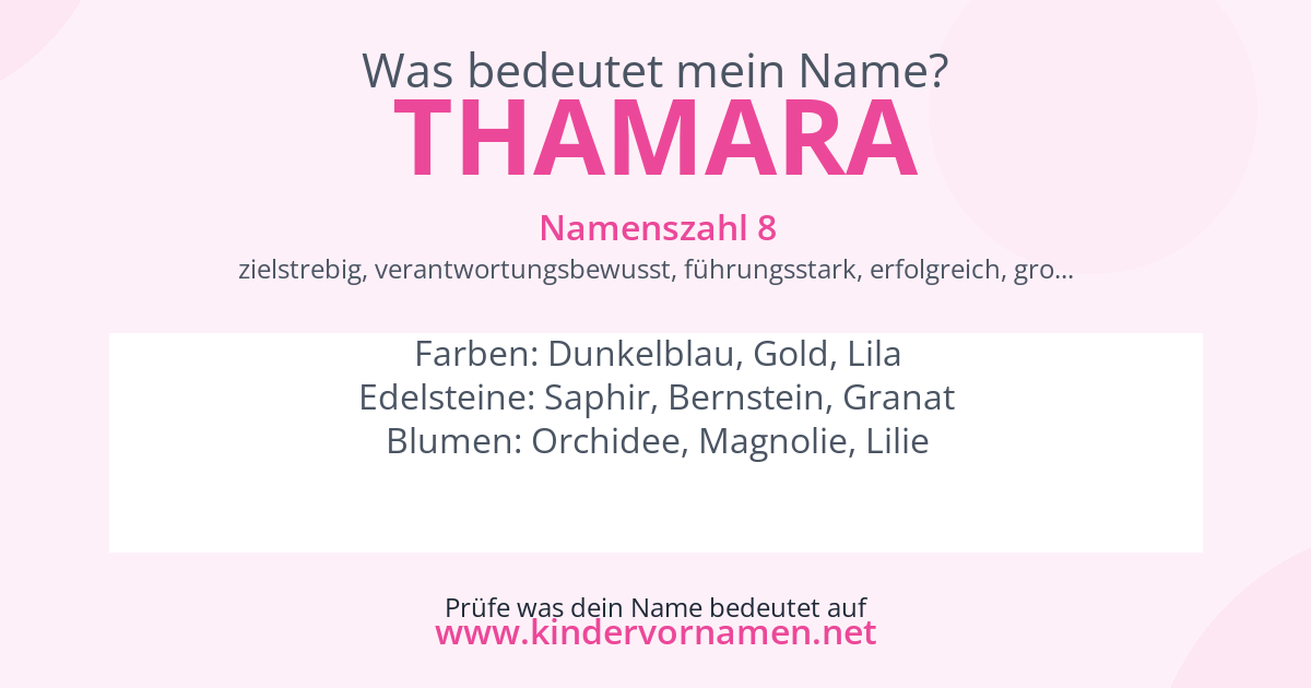 Was bedeutet der Name Thamara?