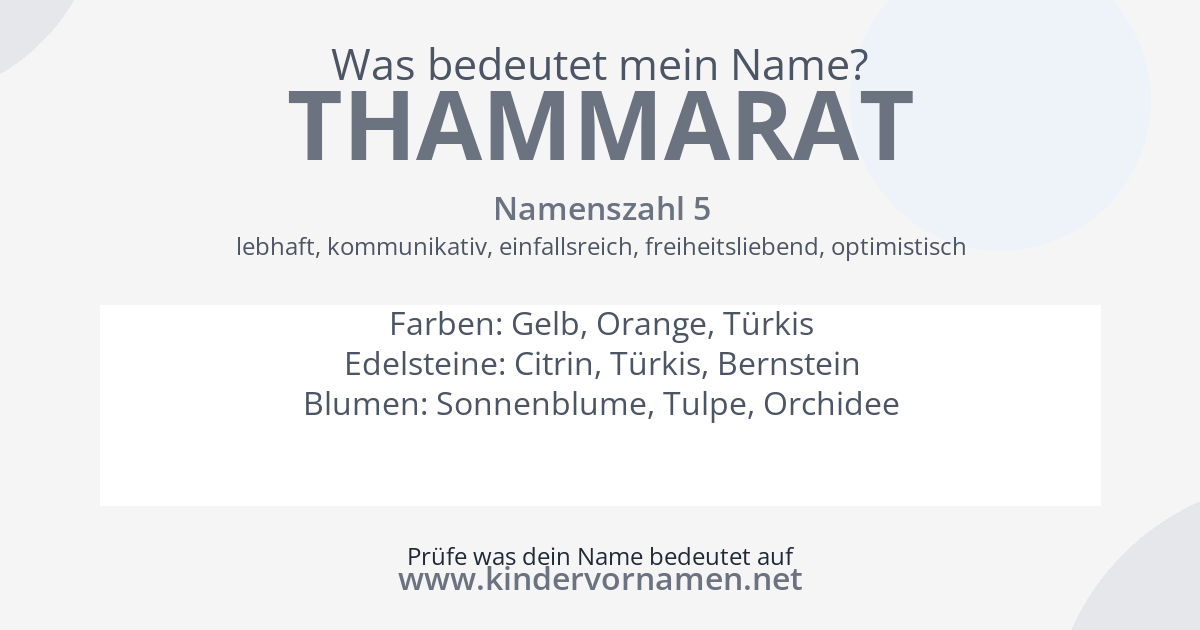 Was bedeutet der Name Thammarat?