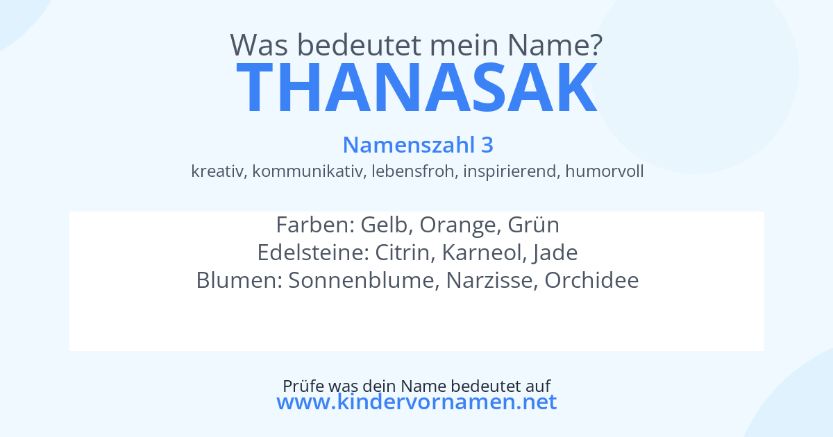 Was bedeutet der Name Thanasak?