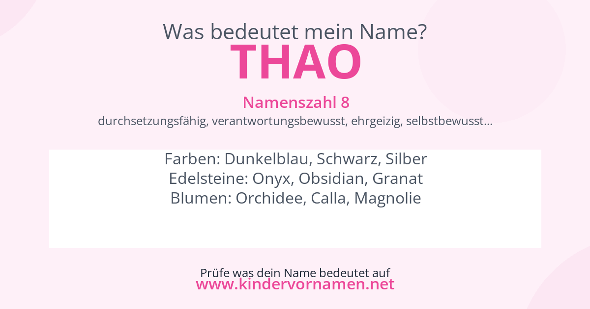 Was bedeutet der Name Thao?