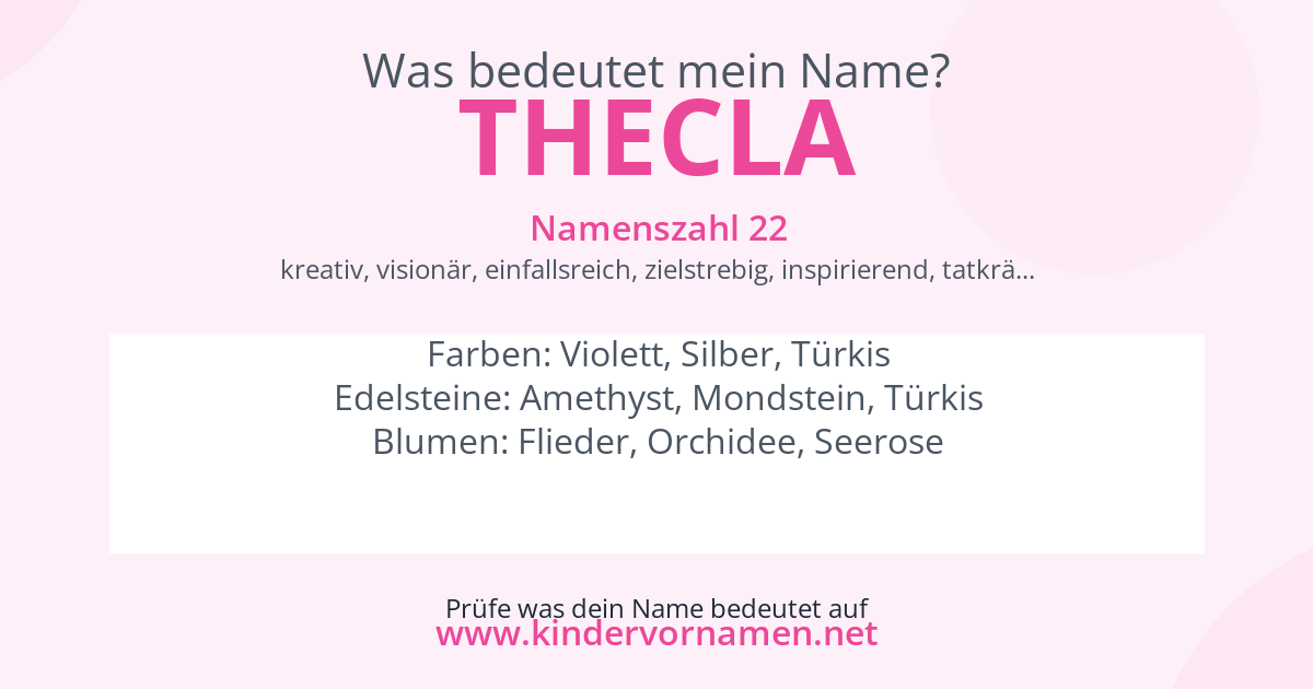 Was bedeutet der Name Thecla?