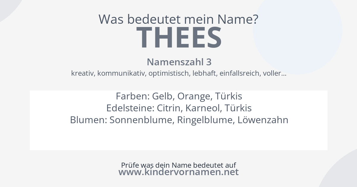 Was bedeutet der Name Thees?