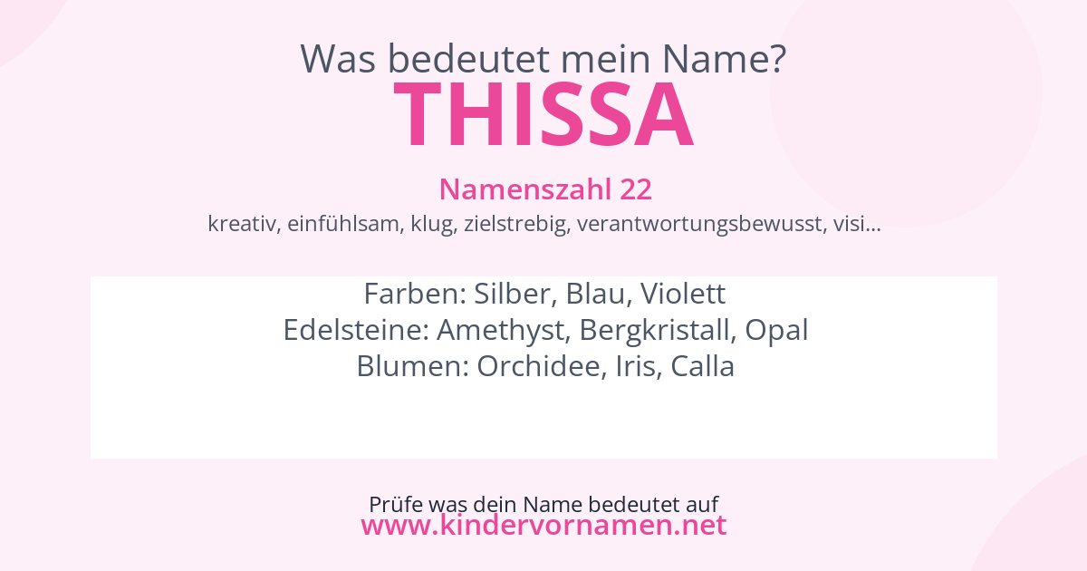 Was bedeutet der Name Thissa?