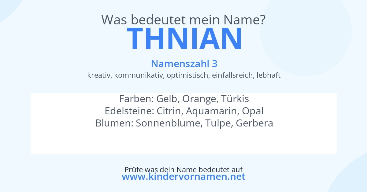 Was bedeutet der Name Thnian?