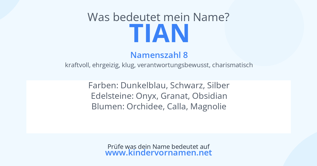 Was bedeutet der Name Tian?