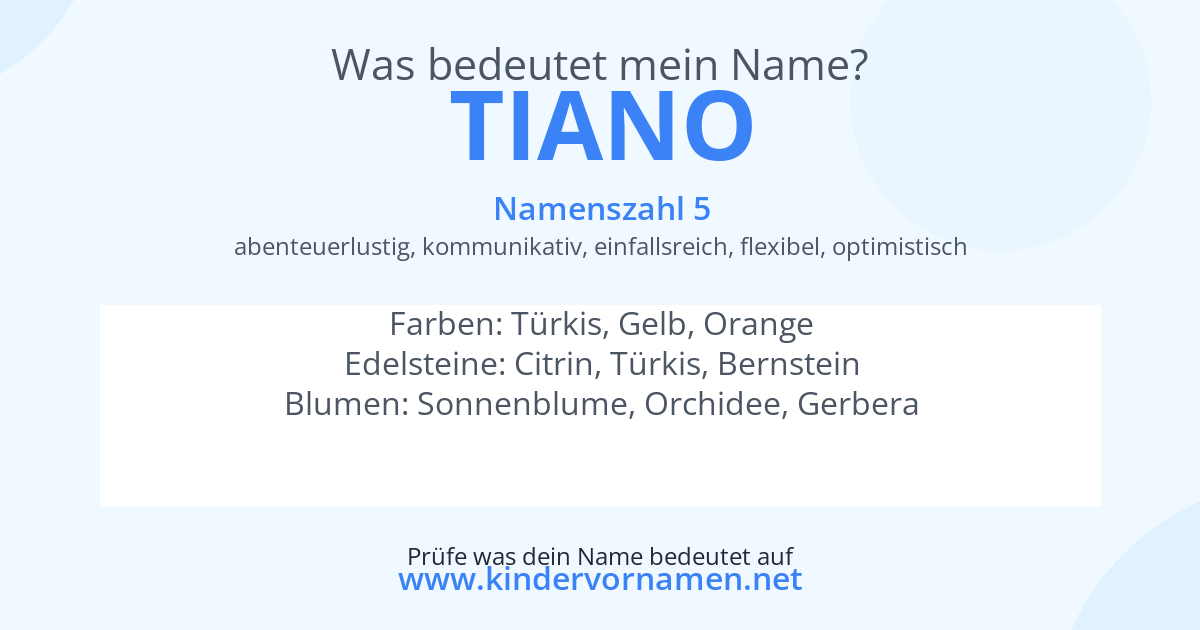 Was bedeutet der Name Tiano?