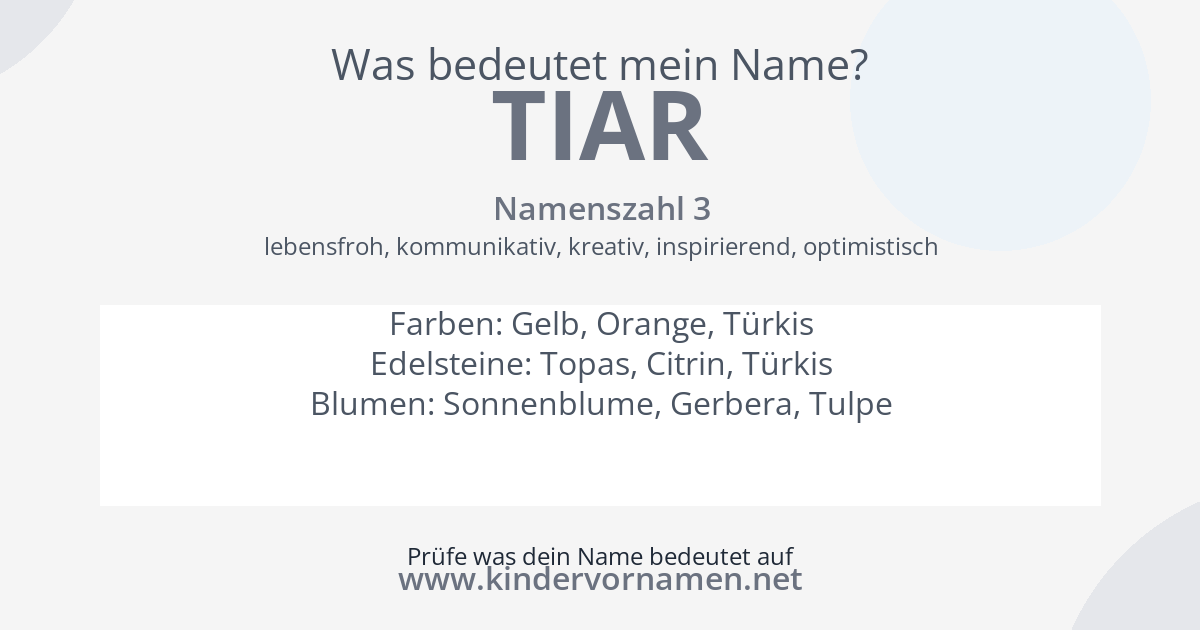 Was bedeutet der Name Tiar?