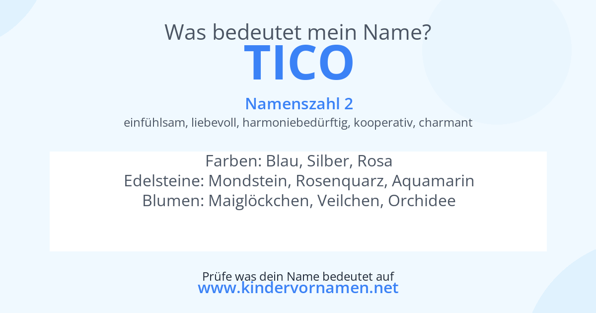 Was bedeutet der Name Tico?