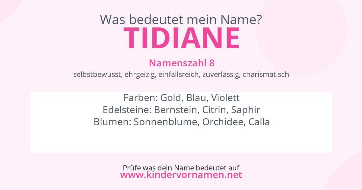 Was bedeutet der Name Tidiane?