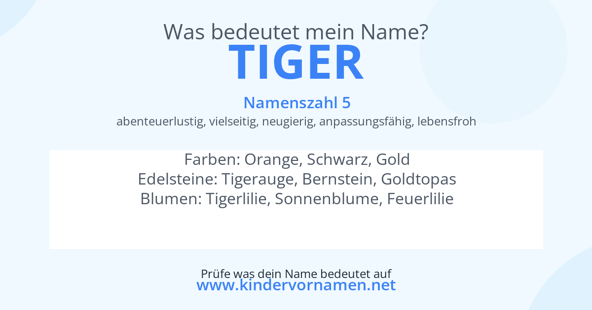 Was bedeutet der Name Tiger?