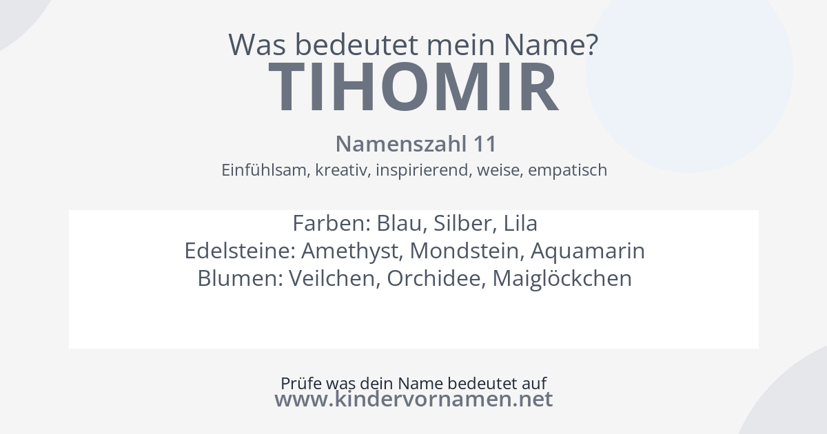Was bedeutet der Name Tihomir?