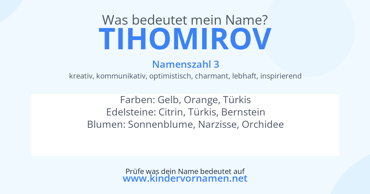 Was bedeutet der Name Tihomirov?