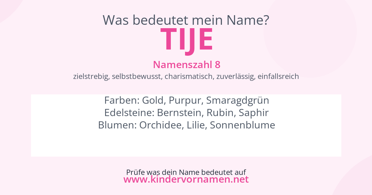 Was bedeutet der Name Tije?