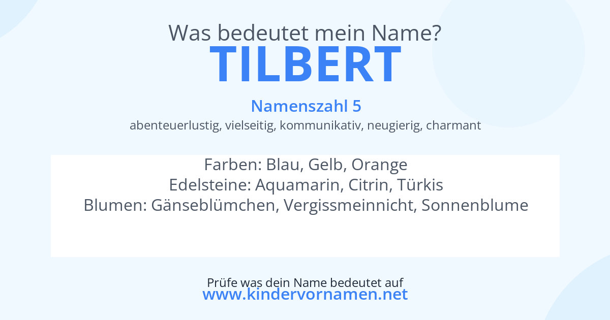 Was bedeutet der Name Tilbert?