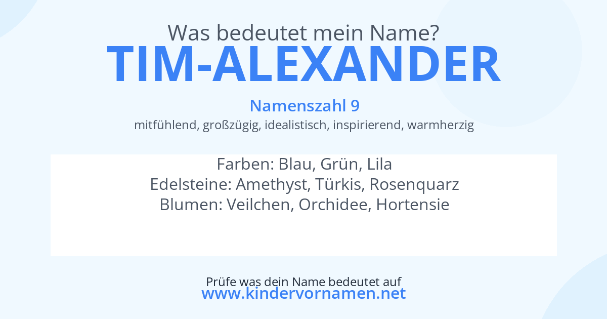 Was bedeutet der Name Tim-Alexander?