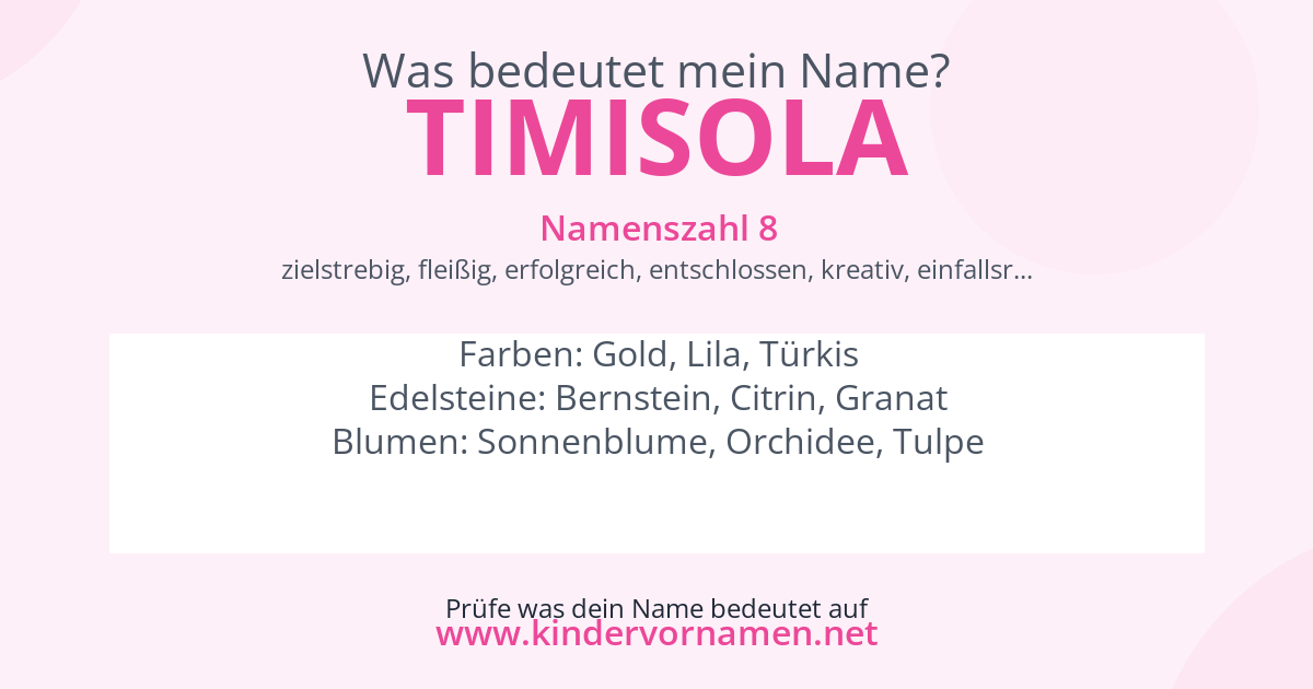 Was bedeutet der Name Timisola?