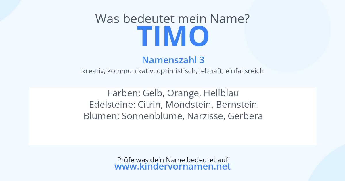 Was bedeutet der Name Timo?