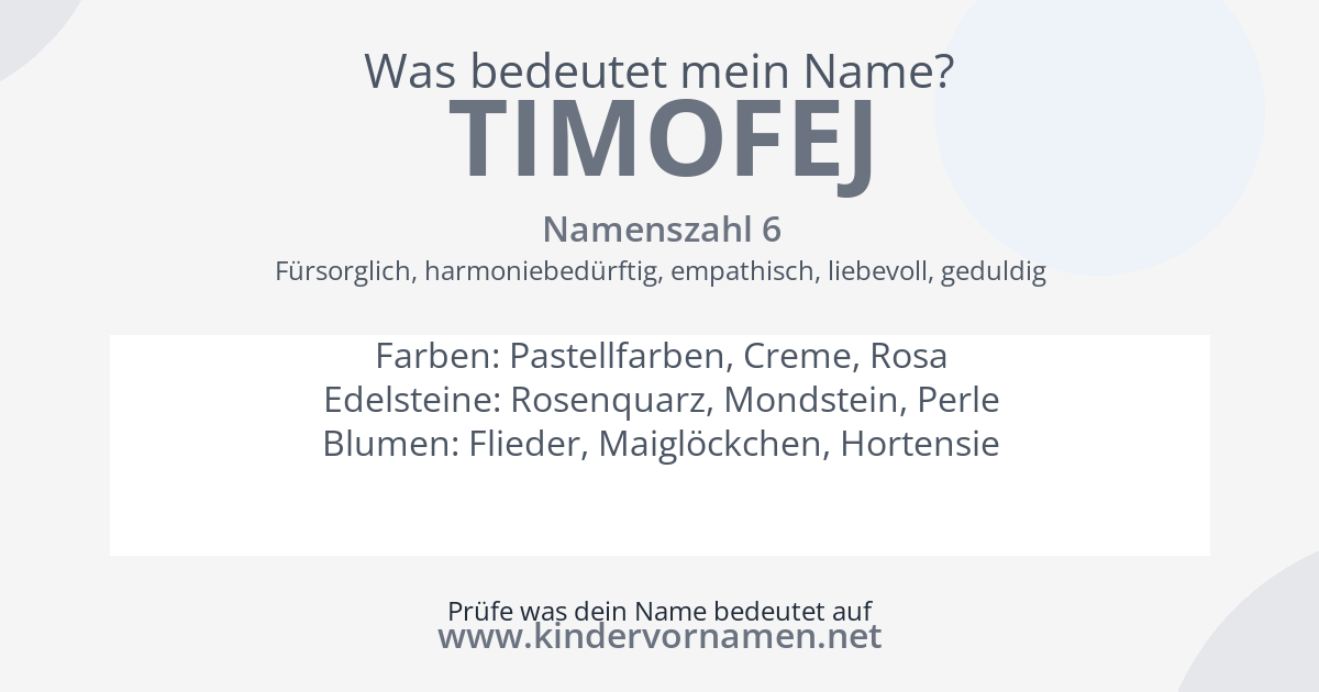Was bedeutet der Name Timofej?