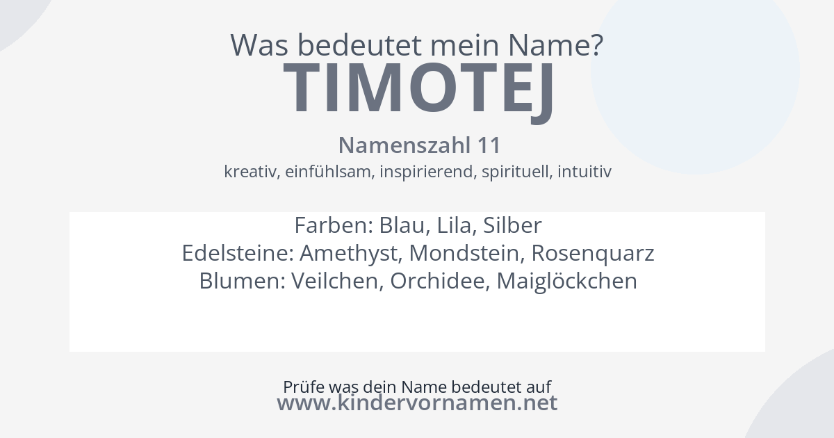 Was bedeutet der Name Timotej?