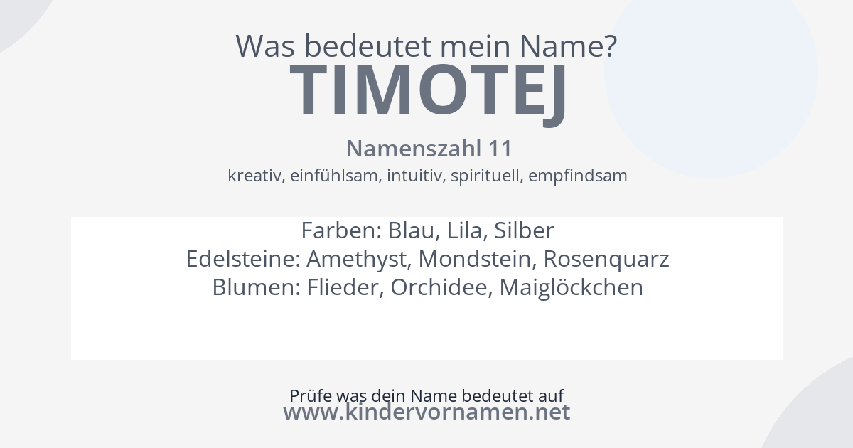 Was bedeutet der Name Timotej?