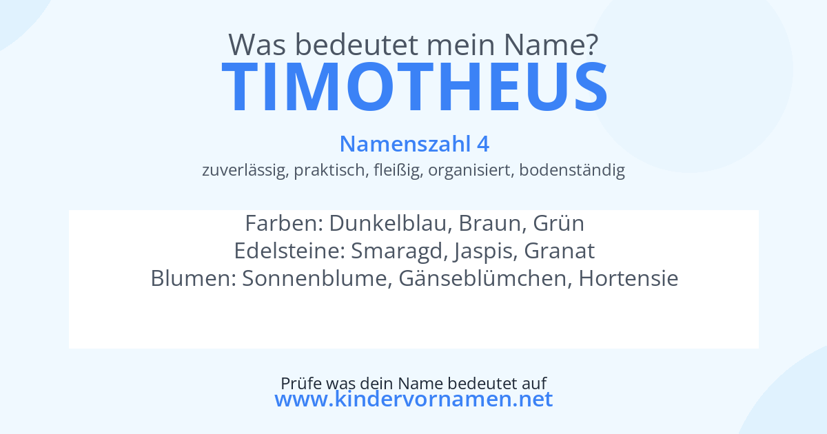 Was bedeutet der Name Timotheus?