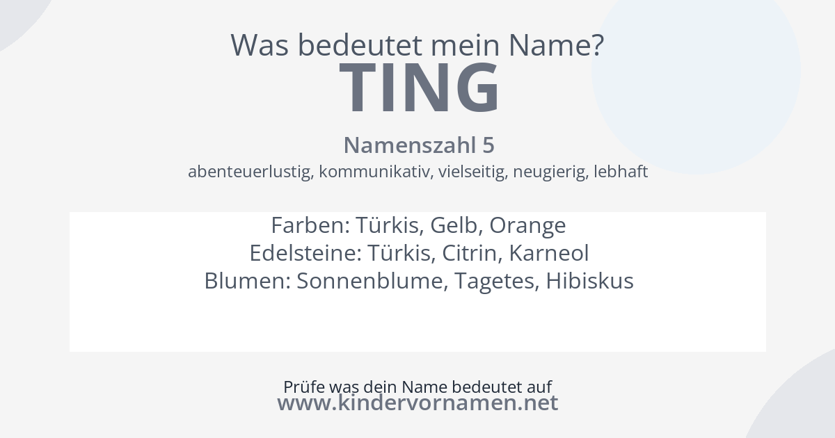 Was bedeutet der Name Ting?